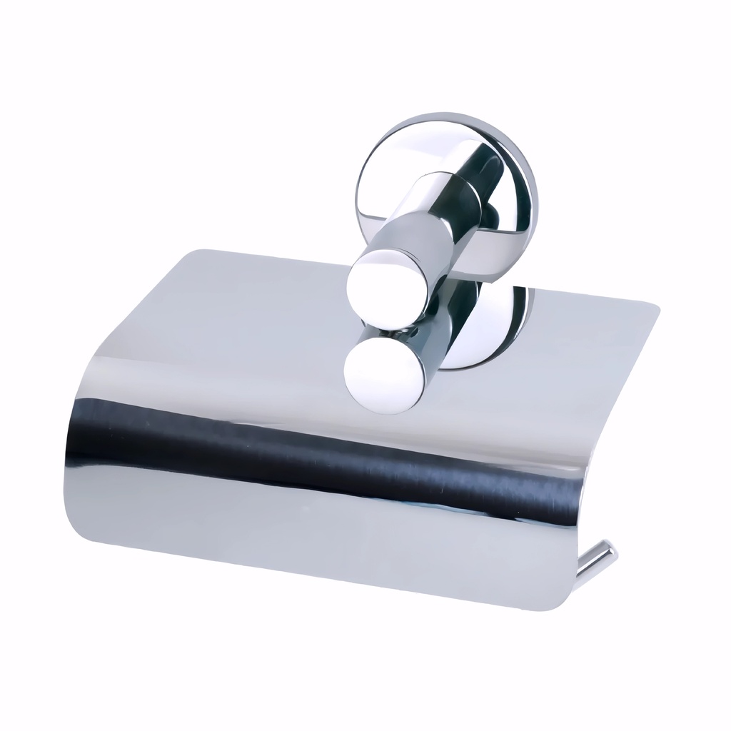 Portarrollo higiénico doméstico en Acero Inox/Pulido serie Máxima con tapa y base