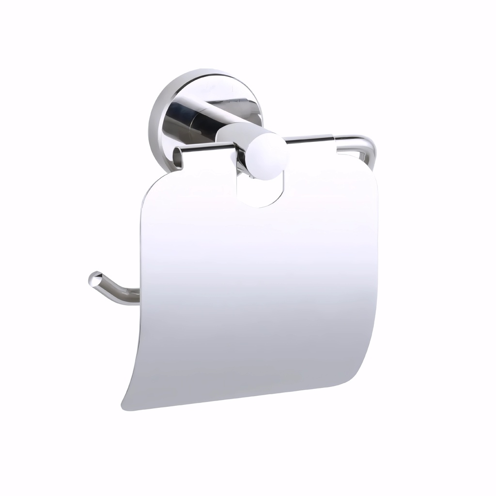 Portarrollo higiénico doméstico en Acero Inox/Pulido serie GCM con tapa y base