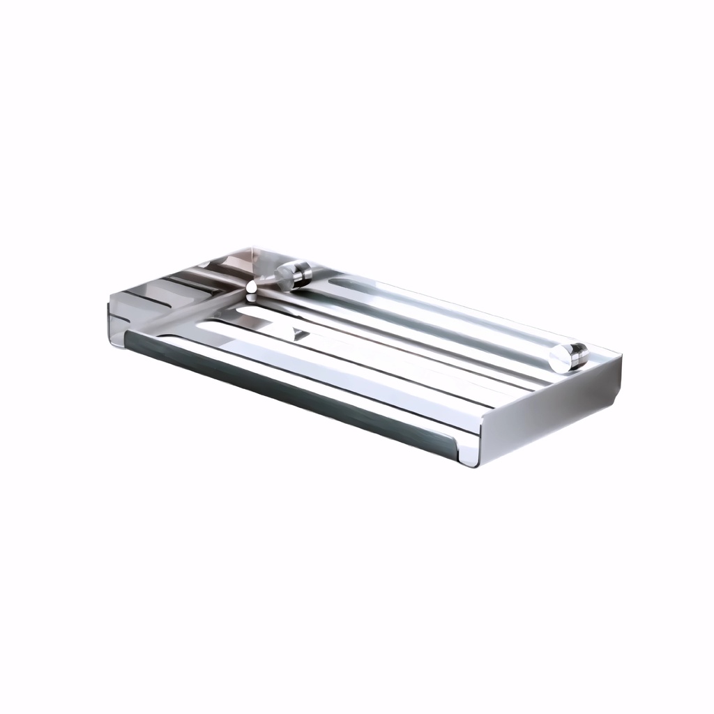 Jabonera de baño en Acero Inox/Pulido serie Máxima láser rectangular mediana