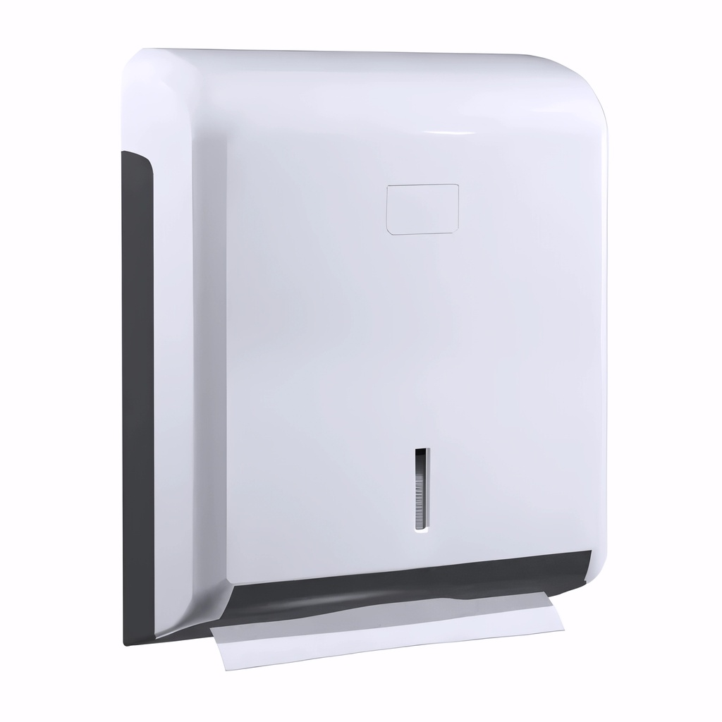 [1701080] Dispensador papel de manos Toallas engarzadas en Plástico / Blanco y Gris