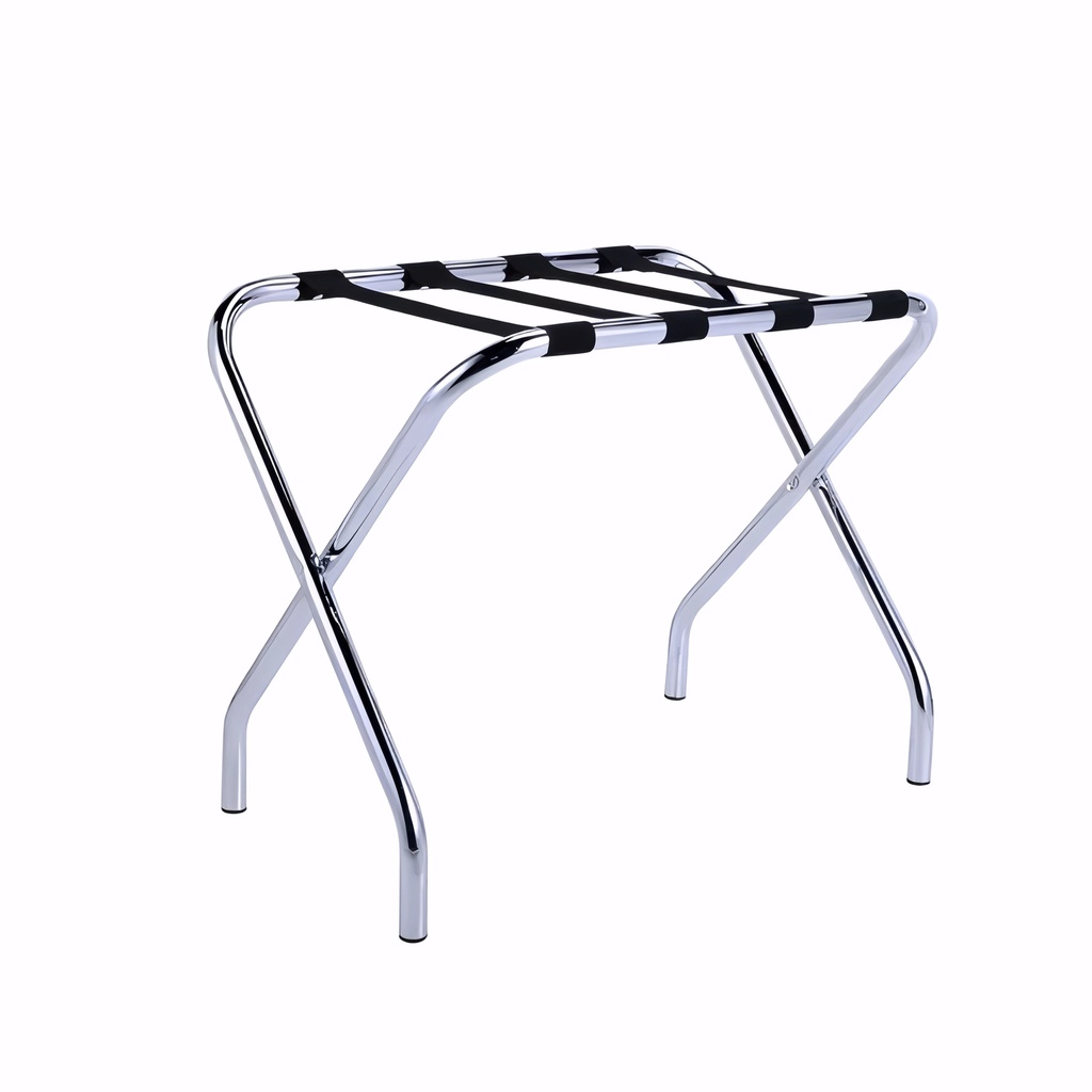 [3100001] Reposamaletas en Acero cromado cintas nylon negra