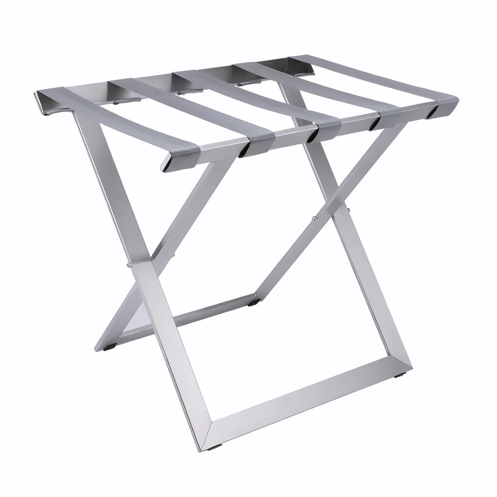Reposamaletas en Acero inoxidable satinado cintas nylon gris