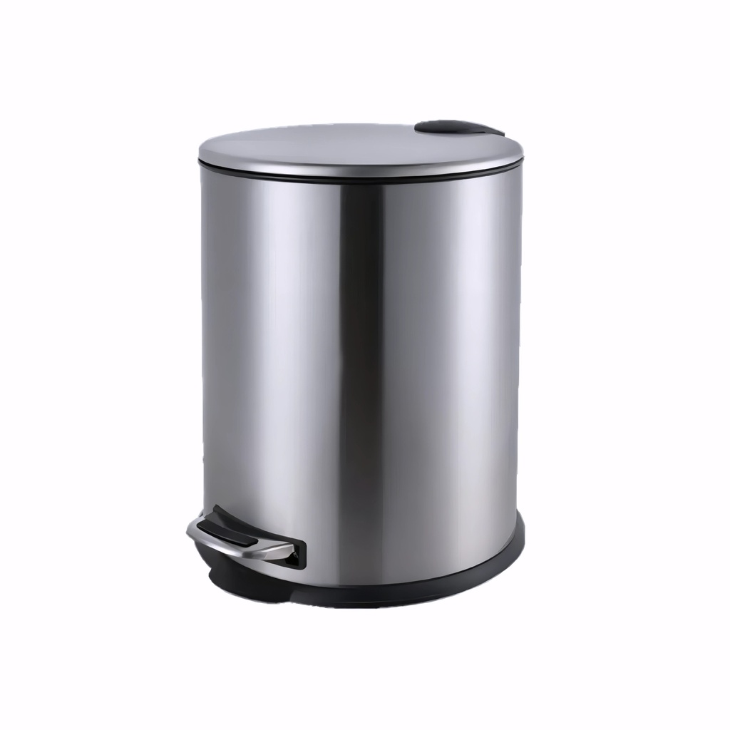 [4000011] Papelera con pedal en Chapa de acero pulido 5 L tapa con caída lenta Return