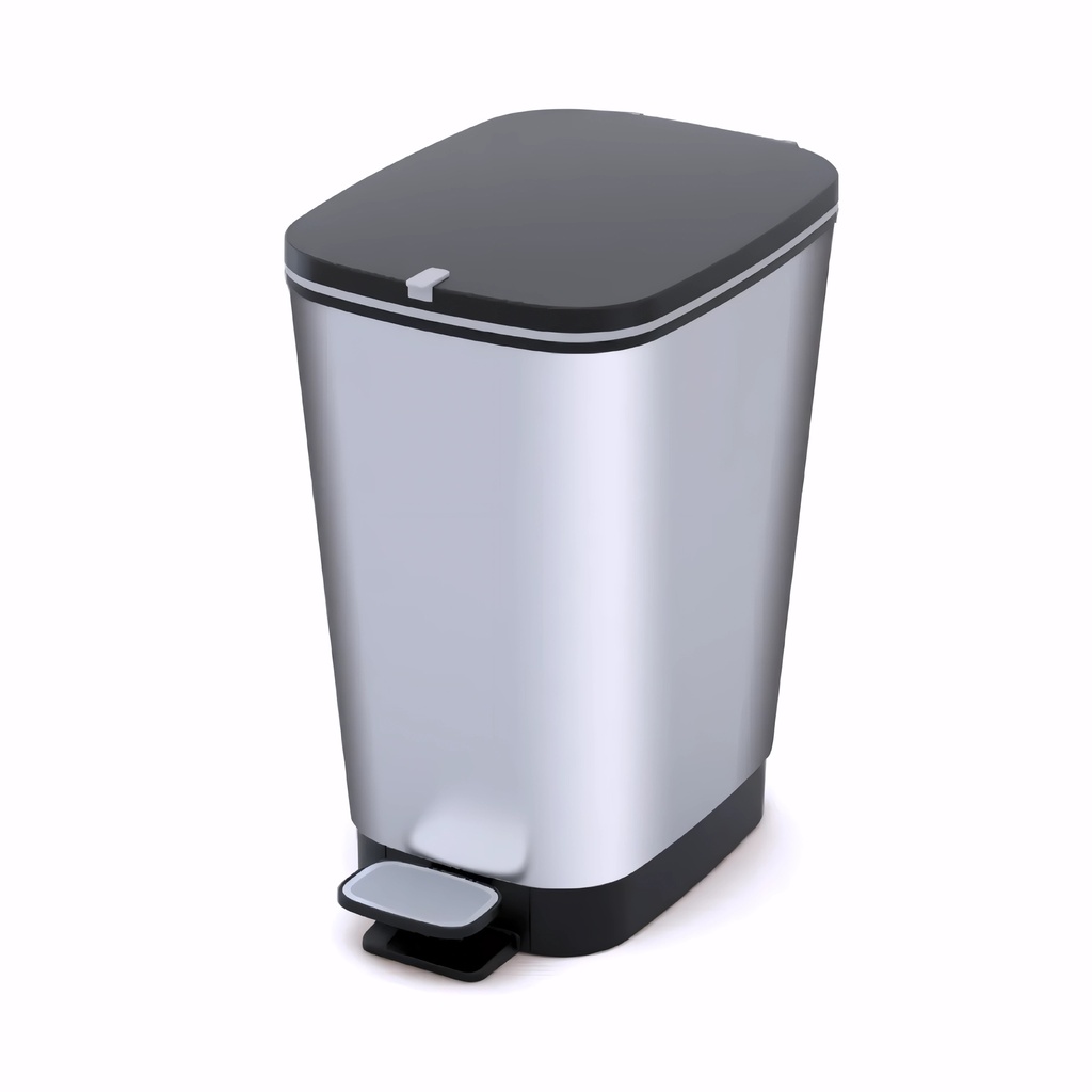 Papelera con pedal en Plástico gran resistencia cromado y negro 20 L Chic (S)