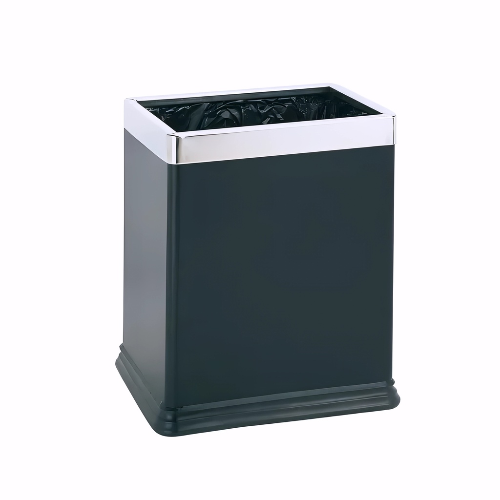 Papelera en Acero pintado negro 10 L con decoración plateada