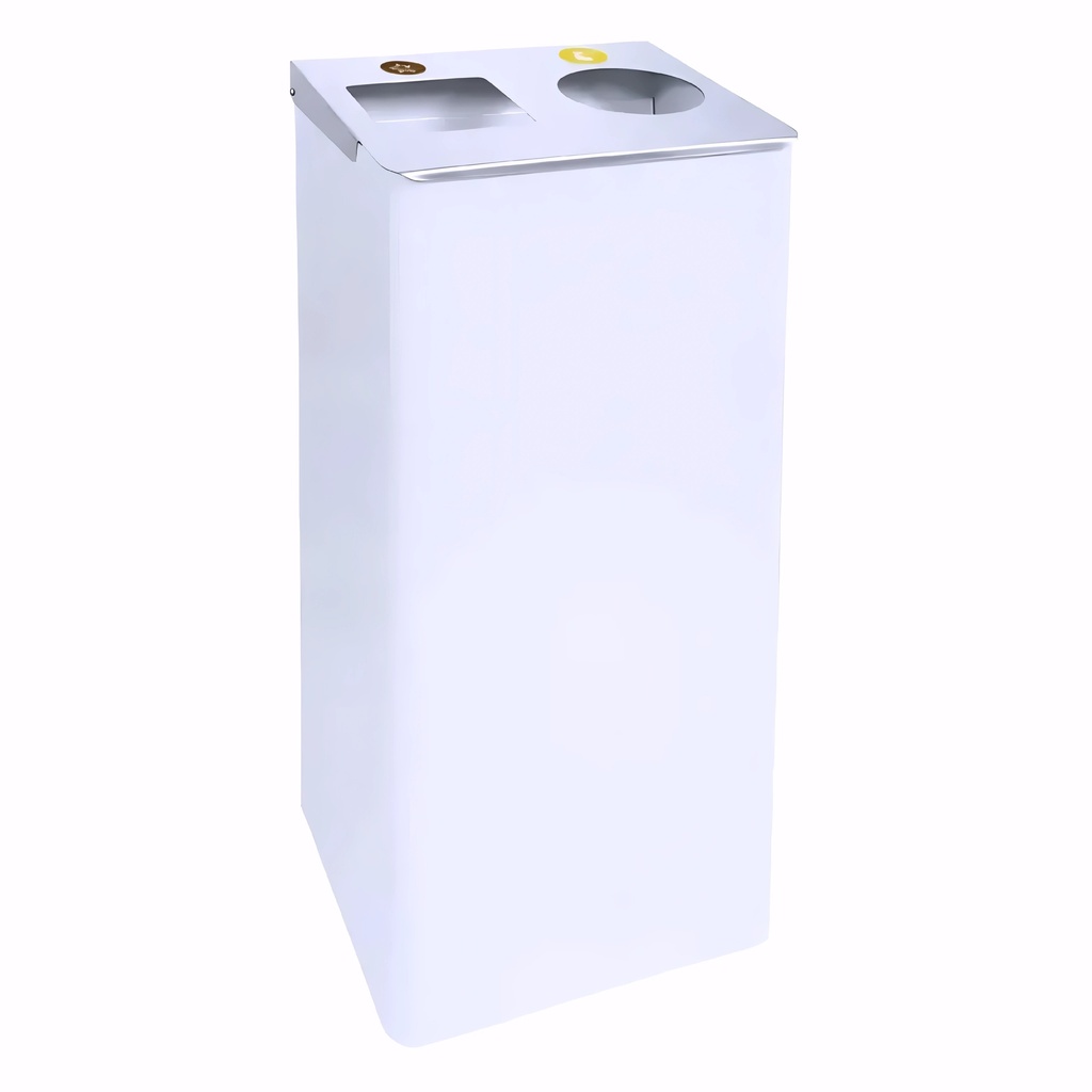 [4311481] Papelera para reciclaje de 2 residuos en Acero 72 L con tapa abatible en acero inox