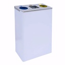 Papelera para reciclaje de 3 residuos en Acero 108 L con tapa abatible en acero inox