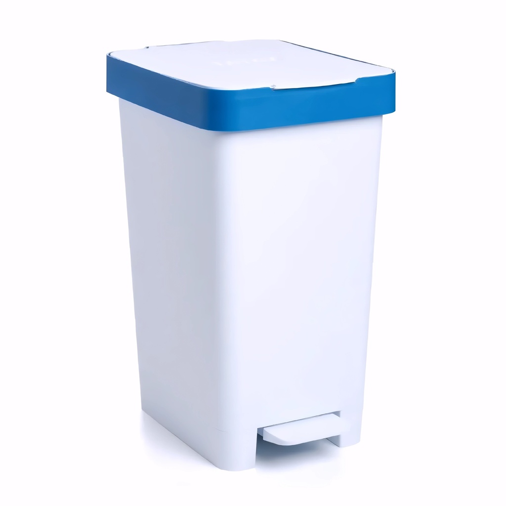 [4324380] Papelera para reciclaje con pedal en Plástico blanco y azul 25 L Ecore