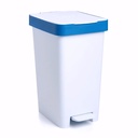 Papelera para reciclaje con pedal en Plástico blanco y azul 25 L Ecore
