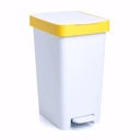 Papelera para reciclaje con pedal en Plástico blanco y amarillo 25 L Ecore