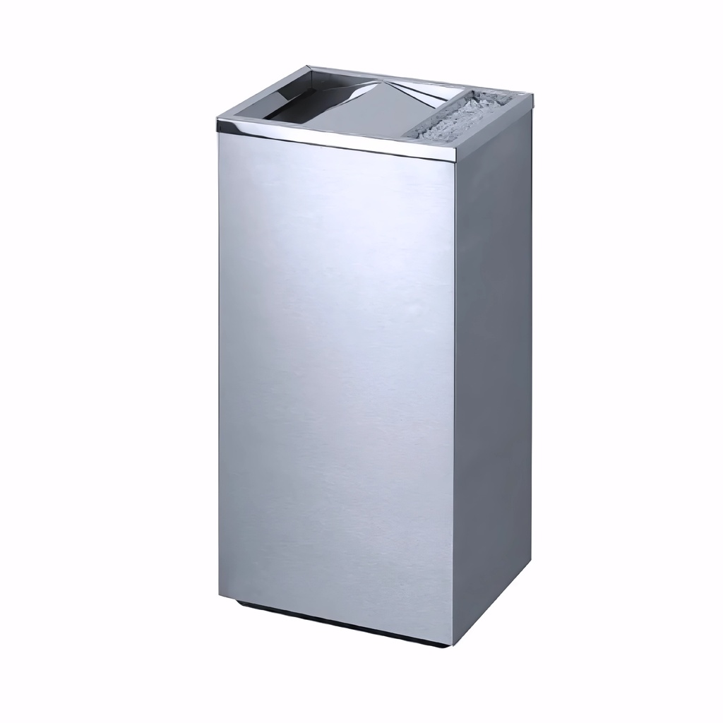 [4401010] Papelera cenicero en Acero inoxidable satinado 15 L rectangular con tapa basculante