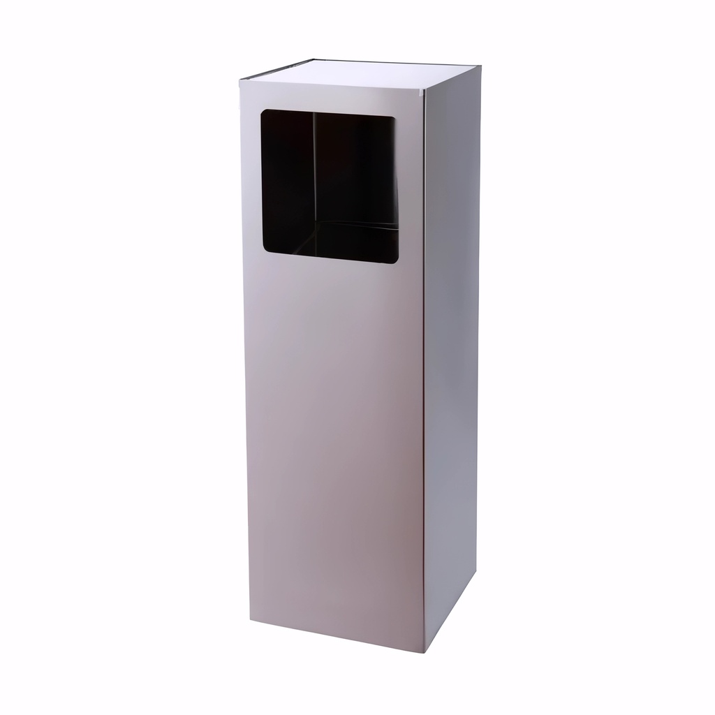 Papelera cenicero en Acero inoxidable satinado 40 L cuadrada con lamas