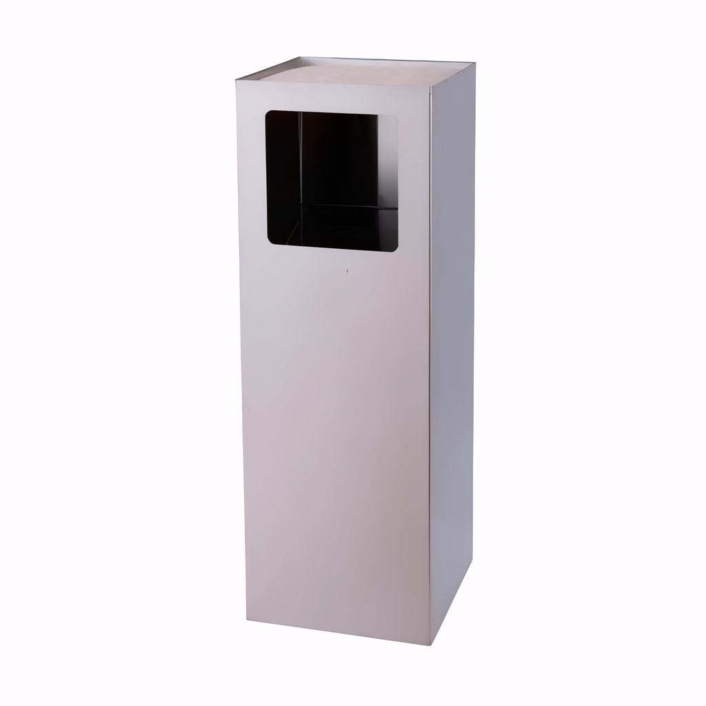 Papelera cenicero en Acero inoxidable satinado 40 L cuadrada con bandeja para arena