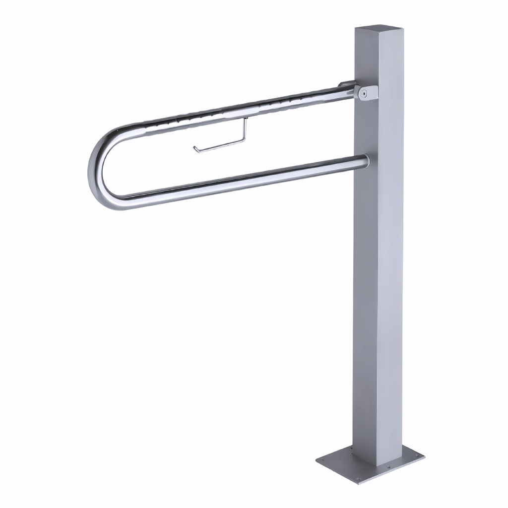 [4812000] Asidero Abatible con pedestal y portarrollo 70 cm en Acero inoxidable pulido