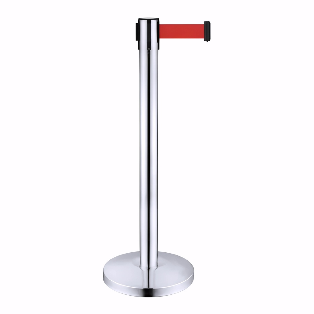 Poste separador en Acero inoxidable brillo con cinta roja de 2 m